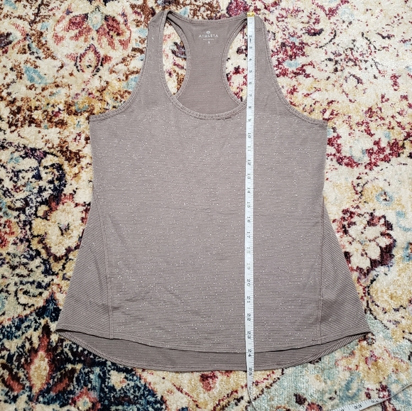 Athleta Chi Taupe Metallic Stripe Tank Sz Small - Picture 9 of 11